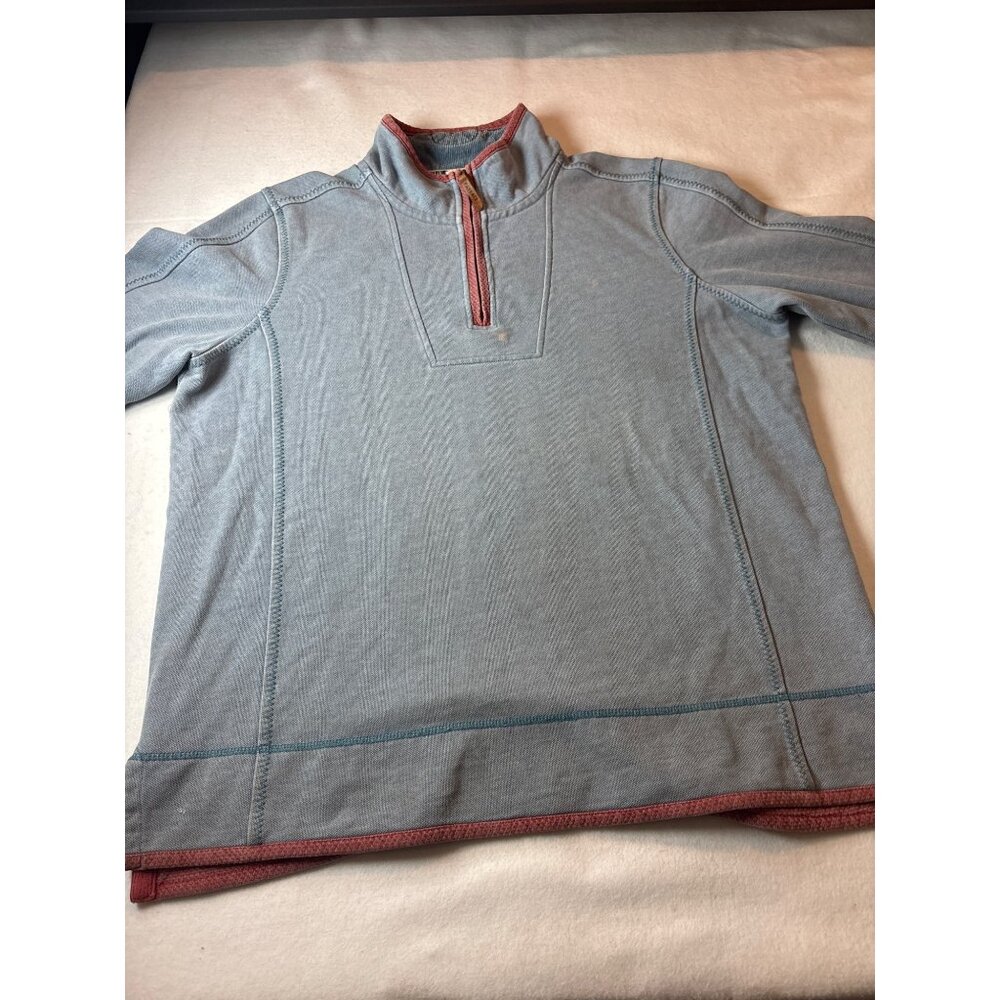 Airlie Mens Blue & Red Quarter-Zip Pullover Shirt Size L